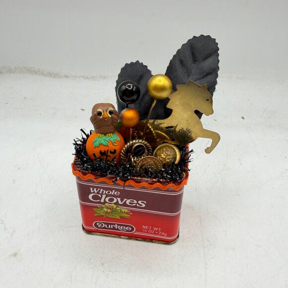 Halloween Decorative Sculpture Assemblage Salvage Art - Clove Owl - Picture 3 of 5